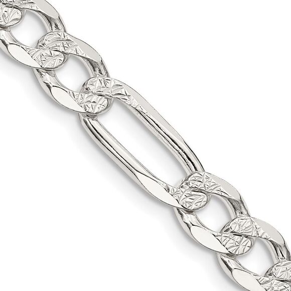 Kazi Luxury Sterling Silver 7mm Pav‚ Flat Figaro Chain,New Products : American Fashion Style Bags On Sale